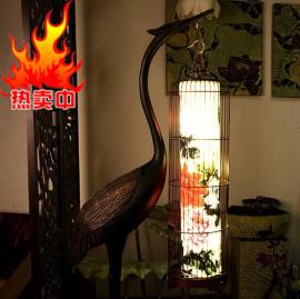 龟鹤延寿迎宾贺寿佳礼中式古典风水家居客厅摆件手绘画仙鹤落地灯