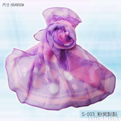 粉紫点点丝巾（S-003）