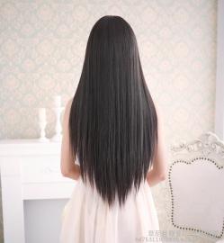 假发女长直发 逼真黑长发 齐刘海蓬松自然甜美可爱假发套女士发型