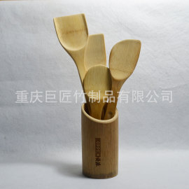 厂家批发定制天然原竹环保餐具竹铲竹勺饭勺礼品5件套装促销礼品